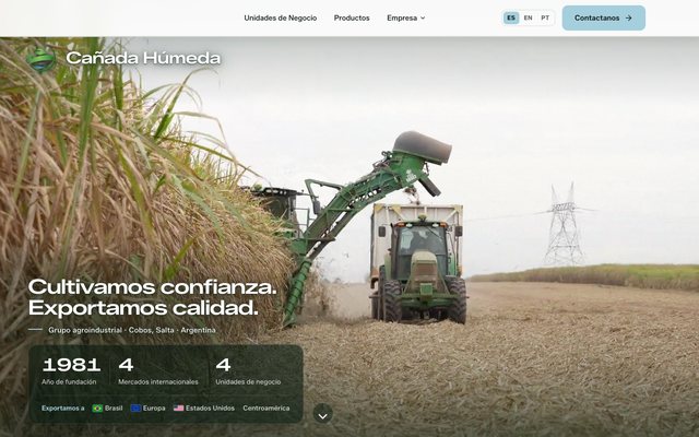 Sitio institucional de Cañada Húmeda, grupo agroindustrial de Salta