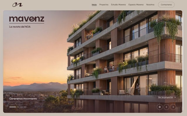 Vista previa del sitio de MAVENZ, comercializadora inmobiliaria de Salta